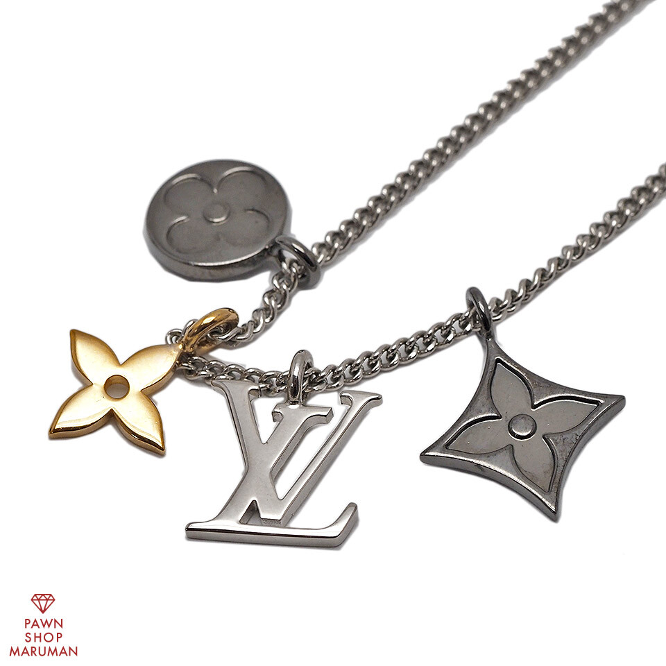 Louis Vuitton ヴィンテージ ネックレス Louis Vuitton Pendant LV Instinct M00521 Metal Silver x Gold