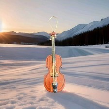 ADORABLE VIOLIN   WOOD CHRISTMAS ORNAMENT 5"