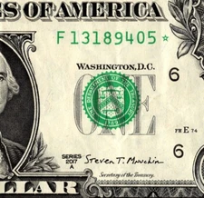 2017 F Star note Fancy Serial Number Regular Run