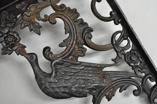 Antique Art Nouveau Cast Iron Figural Phoenix Bird Wall Shelf Brackets - a Pair - Picture 9 of 12