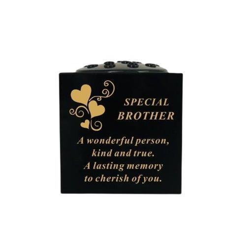 Graveside Memorial Rose Bowl Weatherproof Plastic Black Remembrance - Brother