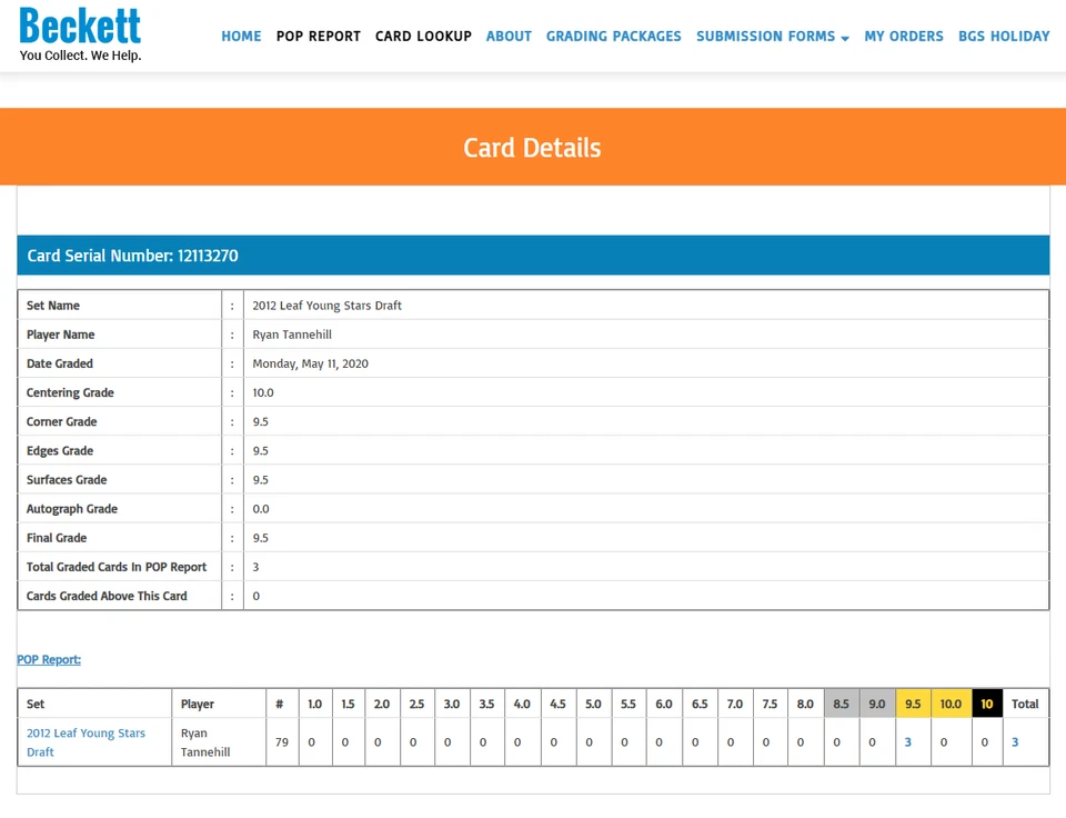 Ryan Tannehill BGS 9.5: 2012 Leaf Young Stars Draft Rookie Highest Subs POP 3 - Image 3 of 3