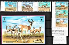 Qatar 1996 Rare Gazelle Antelope Deer Stamps and Souvenir Sheet Animals Fauna