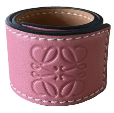 LOEWE Anagram Leather Slap Small Bracelet Pink