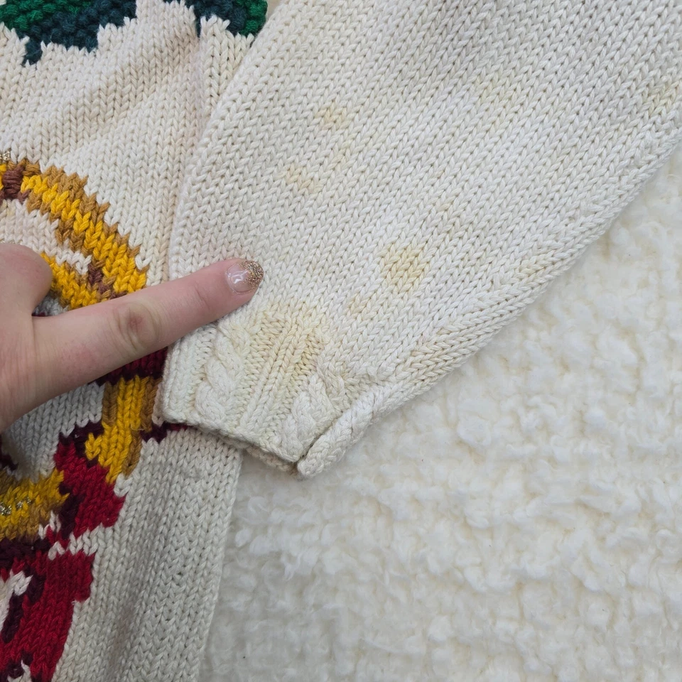 Cárdigan de Navidad mediano tejido a mano Talbots vintage suéter a cuadros abuela Foto 2 de 4