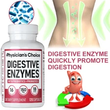 Digestive Enzymes Supplement For Gut Bloating 120 Capsules Exp 2026 NEW
