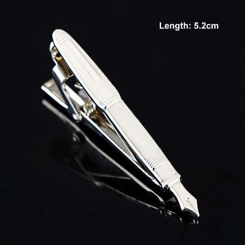 Men's Fashion Silver Gold Tie Necktie Pin Clip Bar Steel Clasp Wedding Jewelry - Picture 35 of 72
