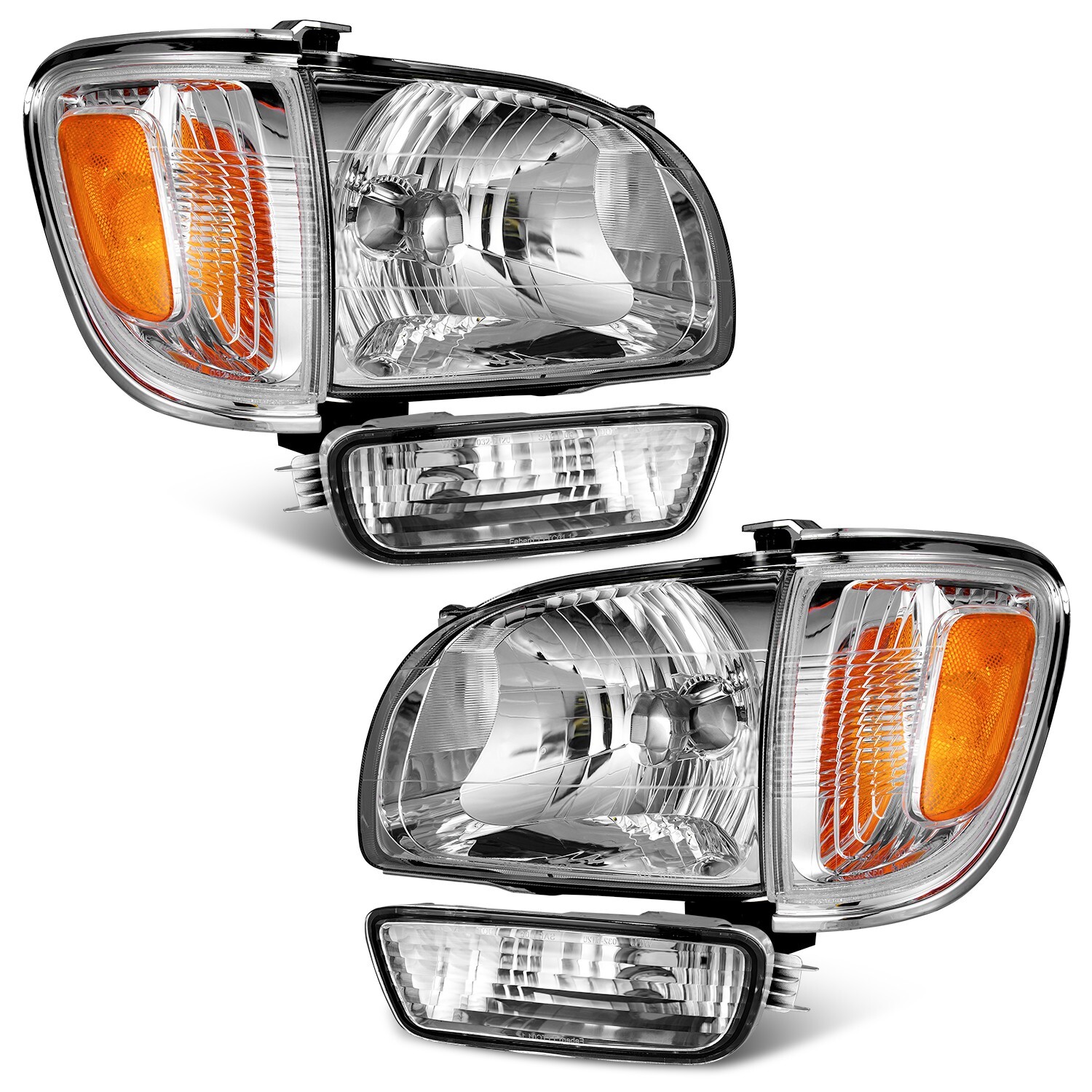 Direct-Fit Compatible with 2001-2004 Toyota Tacoma Headlights+Corner Signal Lights+Bumper Lamp