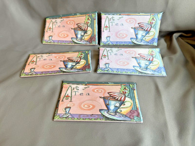 Lot of 5 WENDY COSTA Art of Tea Check Book Wallet Money Holder Fairycore Brit