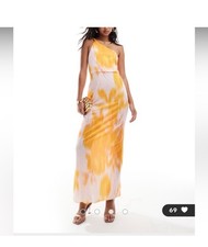 ASOS DESIGN Chiffon Ombre Maxi Dress in Orange and Pink.