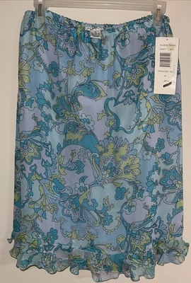 Vintage Allison Taylor Floral Maxi Skirt Women's Size M Spring 100% Silk (G7) - Image 1 of 3