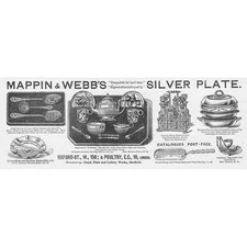 MAPPIN & WEBB Silver Plate, Oxford St, London - Antique Print 1890