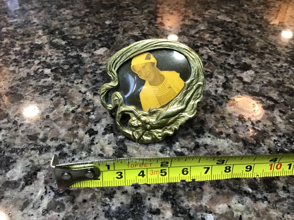 Antique Art Nouveau Mini Standing Frame Nymphs Semi-Nude Woman Gold Gilt Bronze - Image 3 of 4