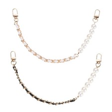 13.77IN Pearl Purse Chain 2PCS Purse Chain Extender Black/White 