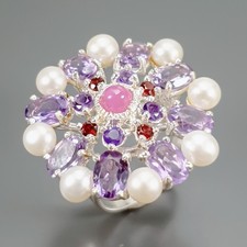 Handmade Natural Amethyst Ring 925 Sterling Silver Size 7.25 /R435003