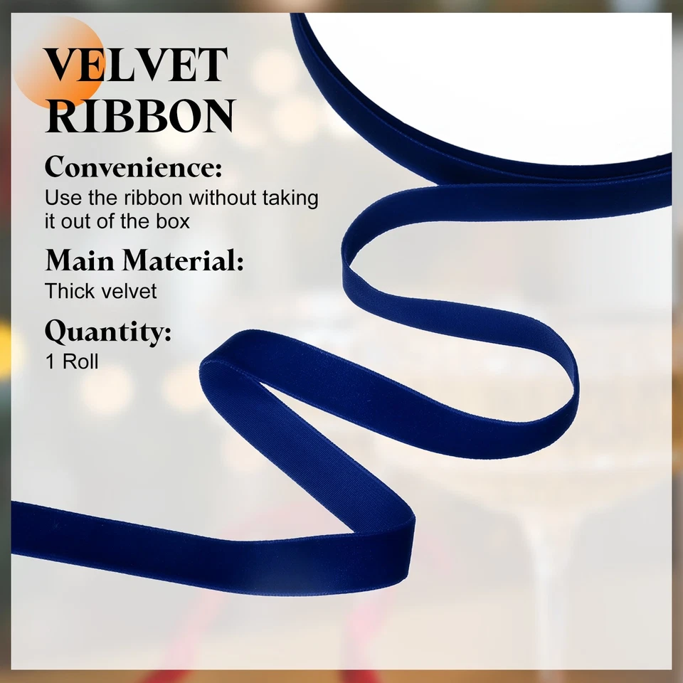 Navy Blue Velvet Ribbon 1" Wide x 25 Yards Vintage Single Face Roll - Image 3 of 4