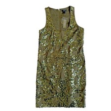 J. Crew Women's Sleeveless Dark Green Olive Sequin Party Dress Small 4