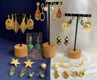 Vtg Gold Plated Earring Lot Costume Jewelry Coach Kirks Folly Joan Rivers Roman