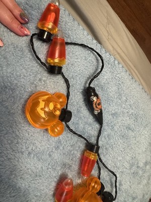 Disney Halloween Mickey Mouse Pumpkin Head & Candy Corn L:ight Up Necklace