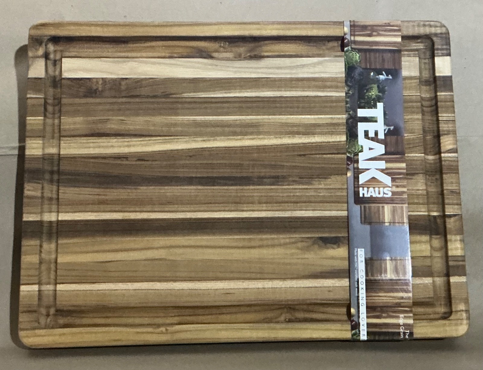 Teakhaus Edge Grain Cutting & Serving Board with Hand Grip, 20 x 18 x 1.5 inches