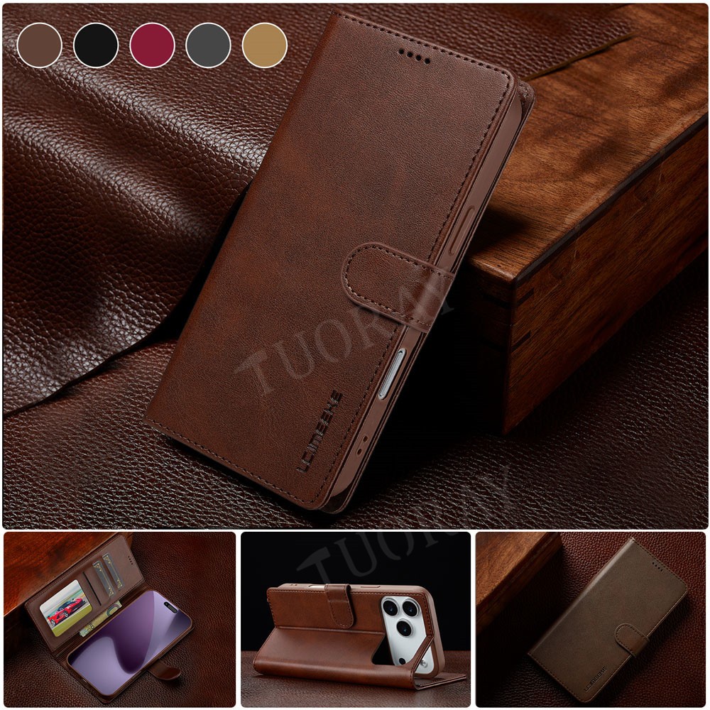 Für iPhone 17 16E 16 15 14 13 12 11 Pro Max Leder Tasche Handyhülle Wallet Case