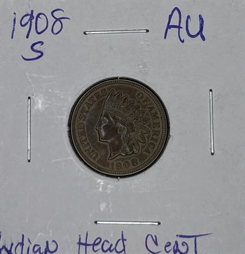1908-S AU Indian Head Penny