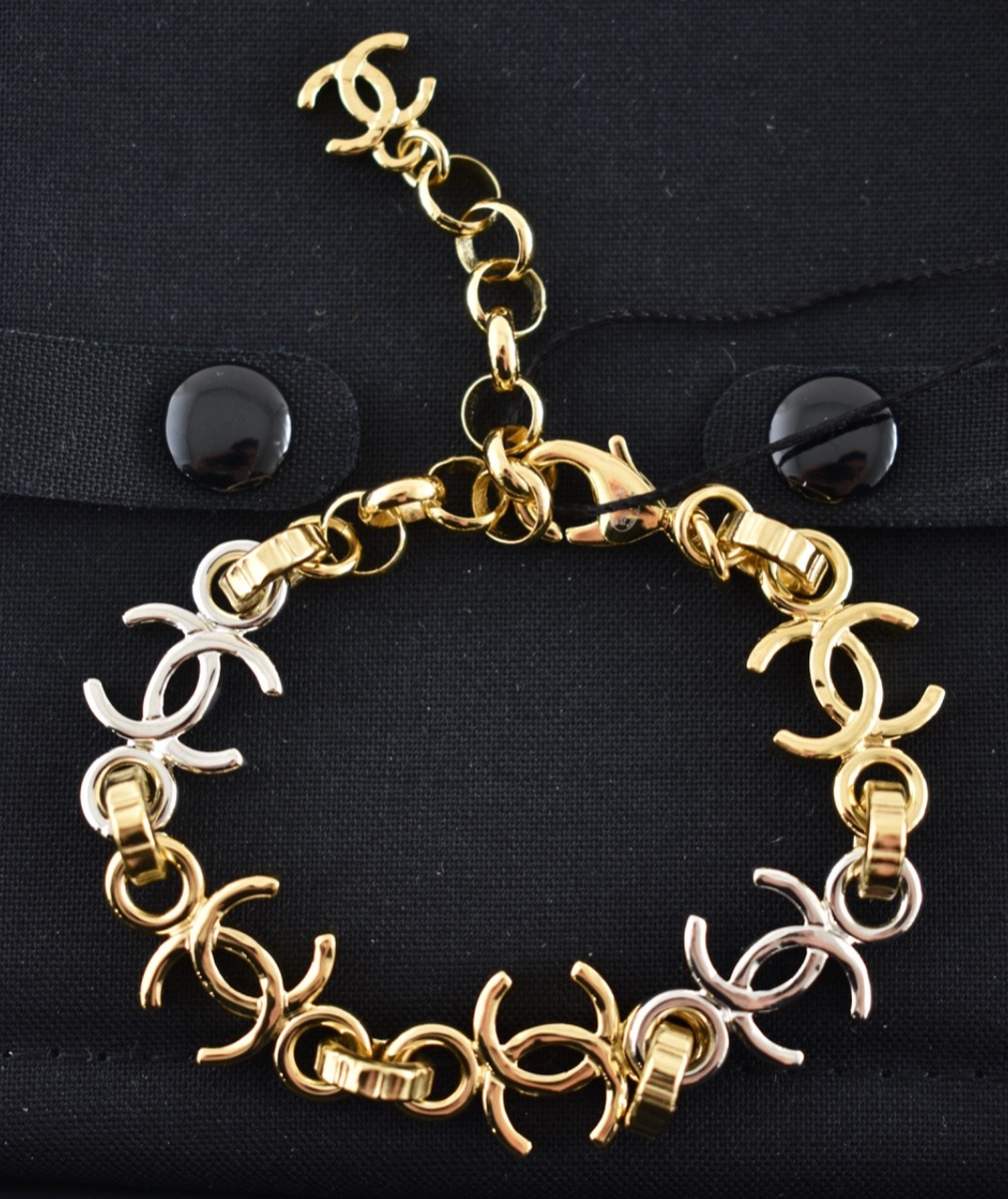 Chanel 26P Gold Silver Mixed Metal CC Logo Chain Link Adjustable