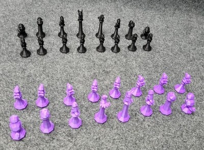 Pokémon Chess Set Black & Purple Pikachu Squirtle Charmander 3D Printed Pokemon