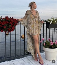 Zara ZW Collection Train Floral Print Asymmetric Dress 024 Size S 2750/046 New