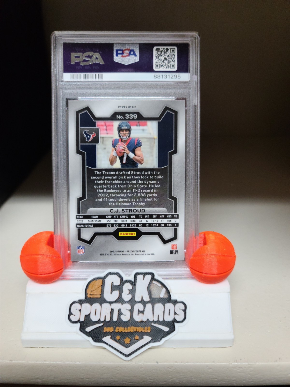 2023 Panini Prizm Rookies C.J. Stroud #339 Lazer Prizm (RC) PSA Graded GEM MT 10 view 2
