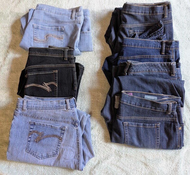 Lot of 7 Womens Sz 16 Blue Jeans 3 w/ Bling Pockets 4 Plain EXCELLENT CONDITION!