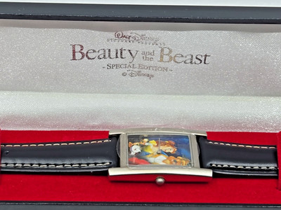 New 1990s Special Edition Disney Beauty & The Beast Watch Belle & Beast Leather