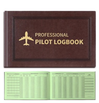 Professional Pilot Logbook 128 Sheets Flight Logbook Brown Leather
