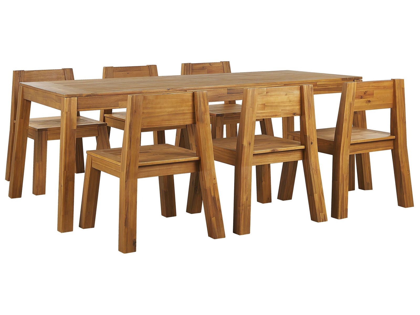 Set da Pranzo da Giardino 6 Posti in Legno di Acacia Chiaro Livorno