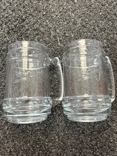 2 x Captain Morgan Branded Embossed Glass Tankard Mugs 12oz . Rare Man Cave