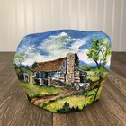 Vintage 1978 Hand Painted & Signed Rock Country Farm House Cabin Scene