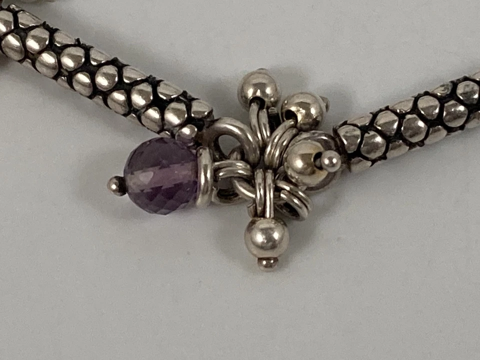 MICHAEL DAWKINS STERLING SILVER PEARL AMETHYST BEADS TOGGLE BRACELET 7 in - Image 3 of 4
