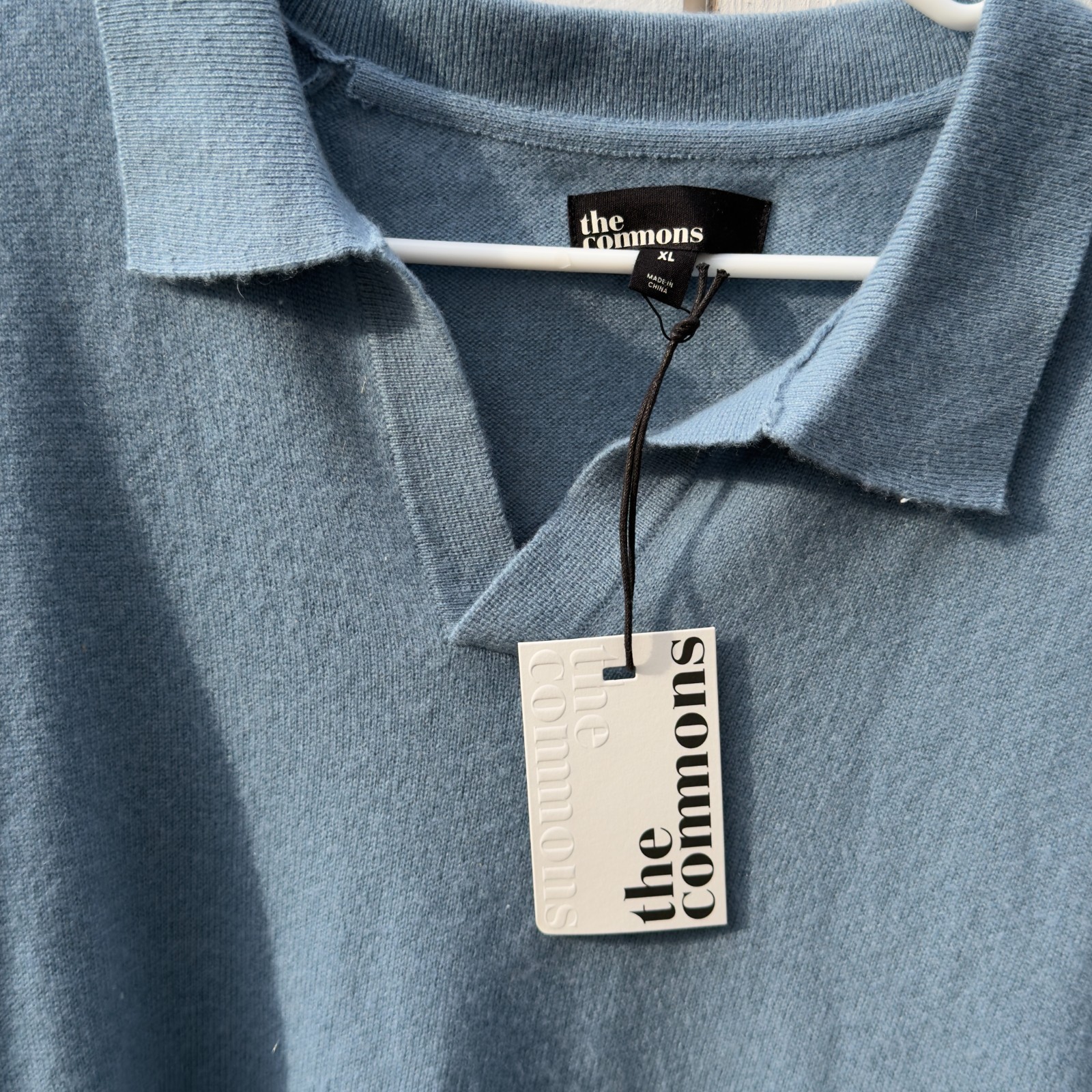 The  Commons 100% Cashmire knit sweater polo Size XXL light blue
