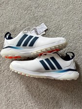 adidas Adipower Boost Waterproof Spikeless Golf Shoes Blue/White, Size UK 11
