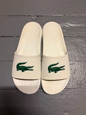 Lacoste Serve Slide 1.0 Mens White Green Croc Logo Sliders Sandals Size 10 Plus