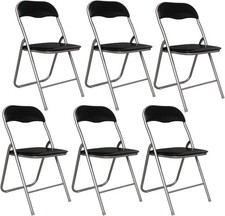 [1 o 6] Sedie pieghevoli Flash Imbottitura PVC Sedia con telaio metallo Nero