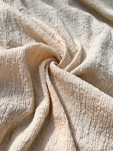 Double Gauze Neutral Stretchy Crinkle Cotton Fabric By 2 Meters, Textured. - Picture 20 of 23