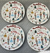 Grace Teaware Christmas NUTCRACKER BALLET Dinner & Side Plates Set of 8
