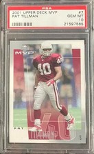 2001 Upper Deck MVP Pat Tillman #7 PSA 10 Gem Mint Cardinals RC Rookie