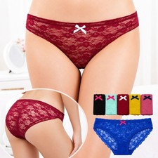 6 Pack M L XL Ladies Sheer Lace Briefs Floral Bikini Panties Assorted Colors