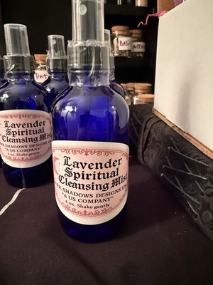 Dark Shadows Designs Lavender Room Spray Mist 4 oz Blue Glass