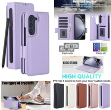 For Samsung Galaxy Z Fold 7 6 5 3 Leather Flip Card Wallet Case W/ S Pen Holder