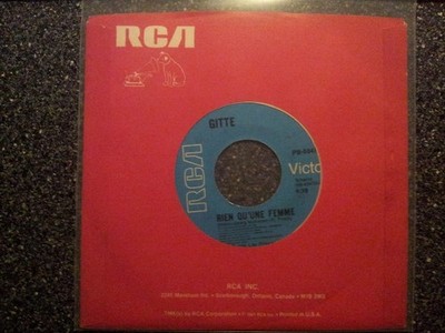 Gitte - Rien qu'une femme/Viens danser avec moi 7'' Single SUNG IN FRENCH CANADA