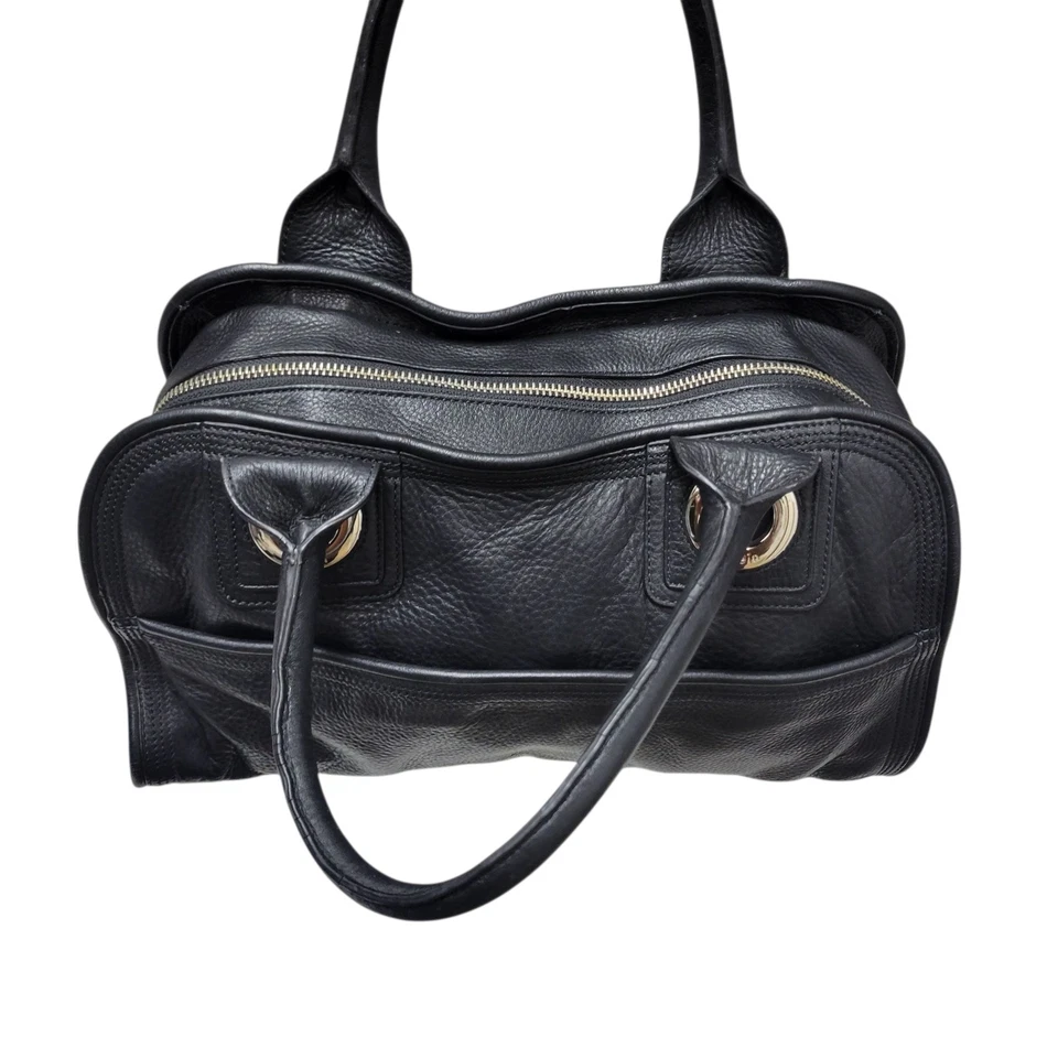 Calvin Klein Women's Satchel Leather Black Bag Double Handles Pebbled  - Image 3 of 4