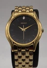 Vintage Seiko V701-7A29 R1 Gold With Black Dial Watch - New Battery!